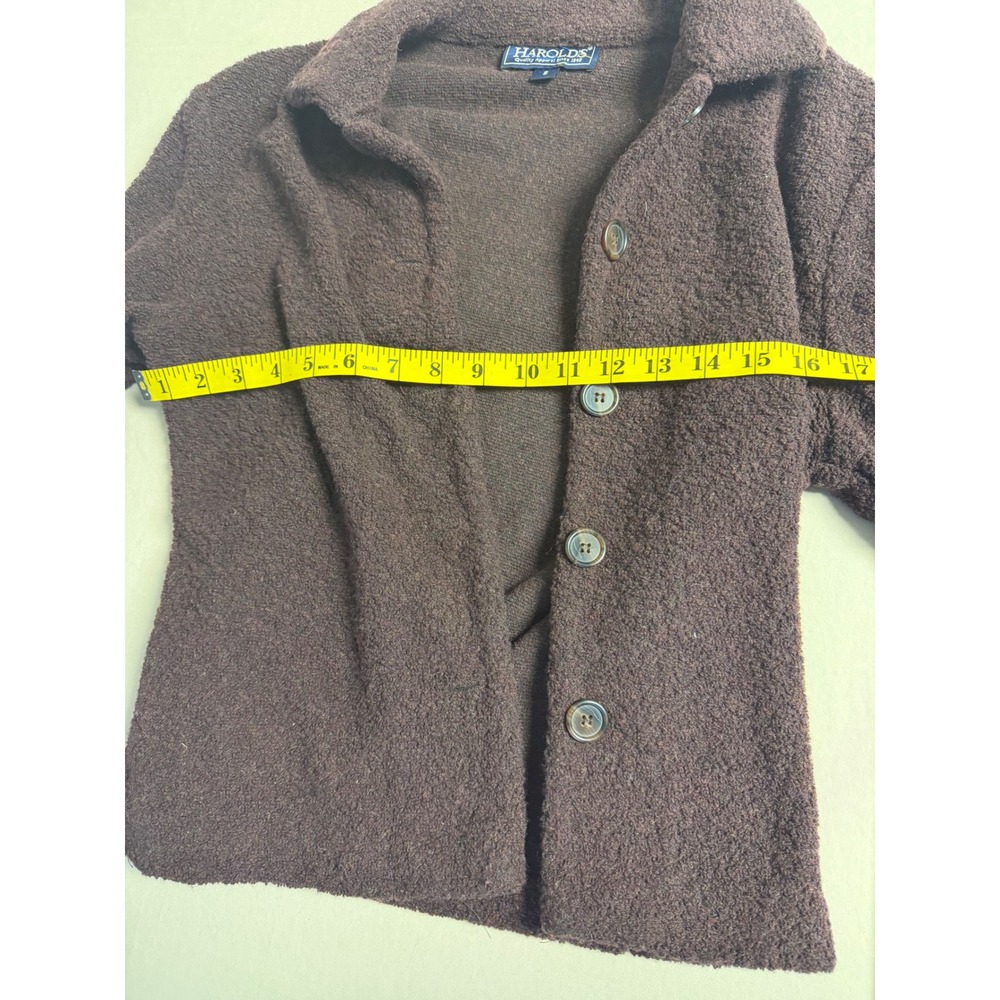 Harolds‎ Womens Brown Boucle Knit Button Front Jacket Size S Small Coat - Picture 4 of 4